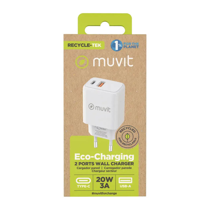 Зарядно за стена Muvit for Change Бял 18 W 20 W