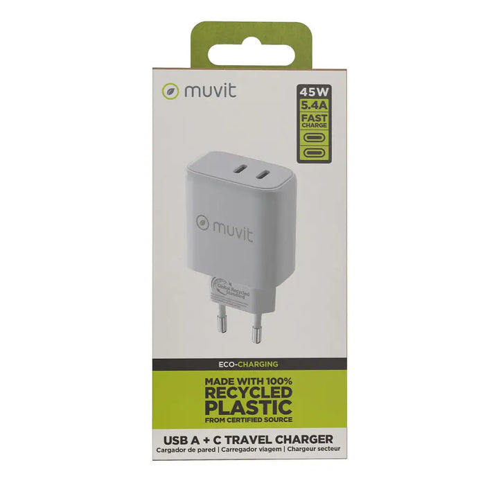 Зарядно за стена Muvit for Change HC-175 Бял 20 W 45 W