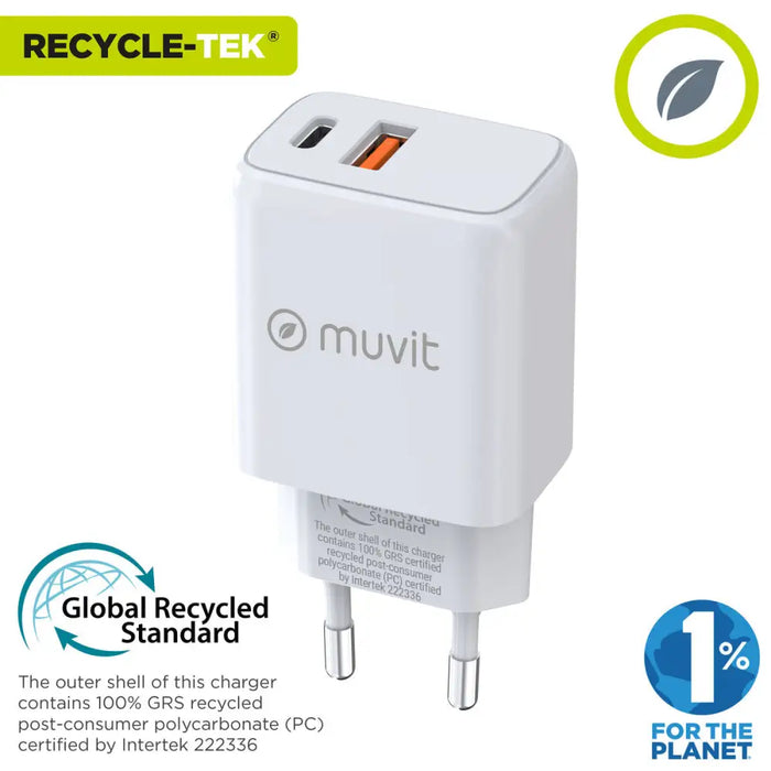 Зарядно за стена Muvit for Change MC-215 Бял 18 W 25 W