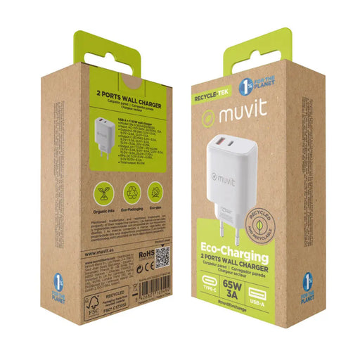 Зарядно за стена Muvit for Change MCD320 Бял 18 W