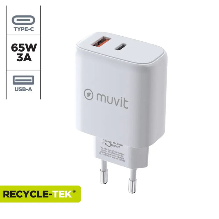 Зарядно за стена Muvit for Change MCD320 Бял 18 W