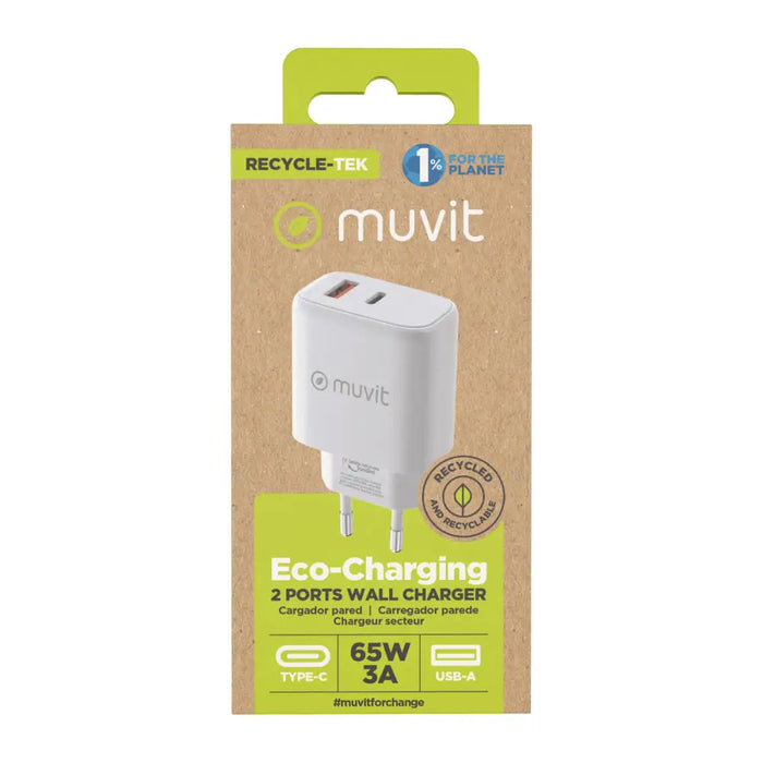 Зарядно за стена Muvit for Change MCD320 Бял 18 W