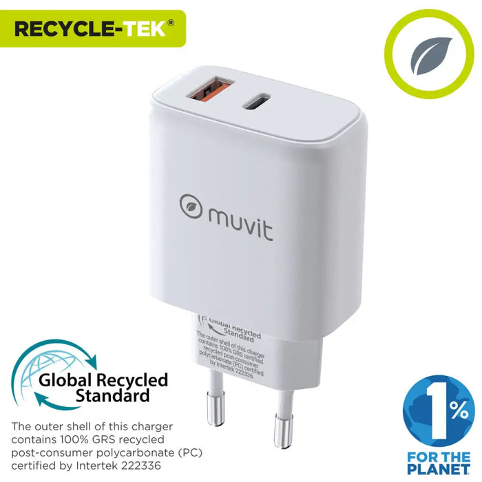 Зарядно за стена Muvit for Change MCD356 Бял 18 W 45 W