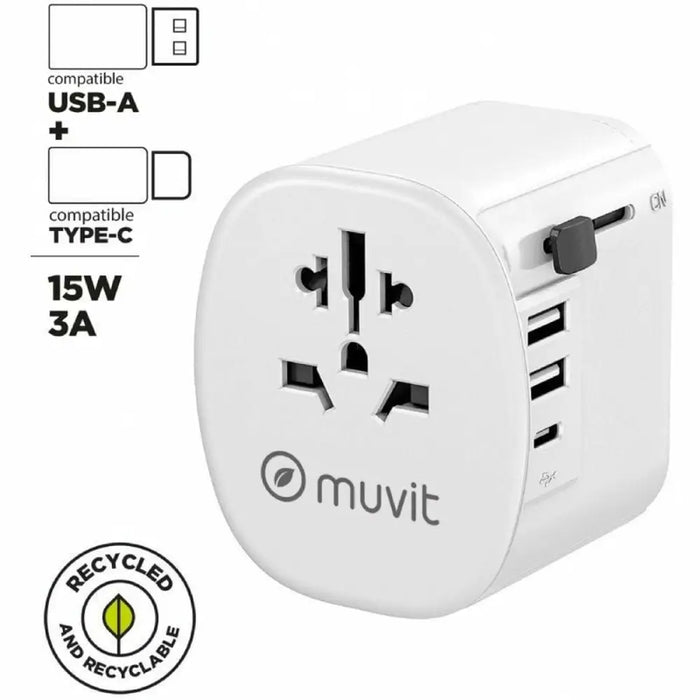 Зарядно за стена Muvit MCADP0006 15 W Бял