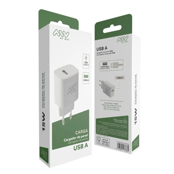 Зарядно за стена Myway Бял 15 W