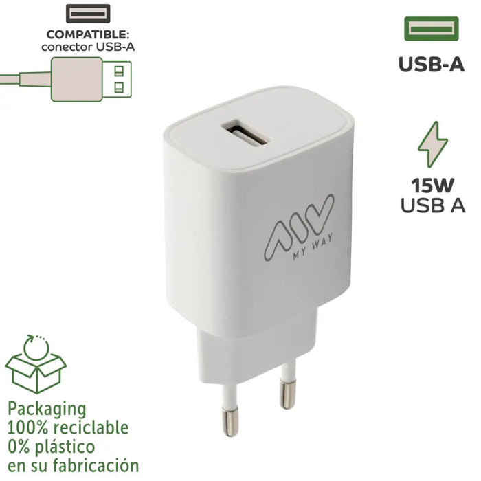 Зарядно за стена Myway Бял 15 W