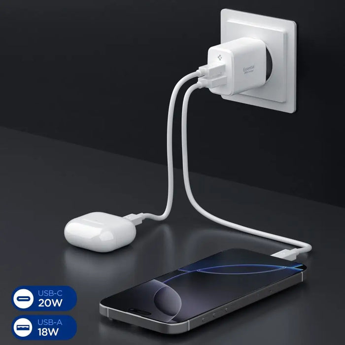 Зарядно за стена Spigen Essential EE202EU 20W - бяло