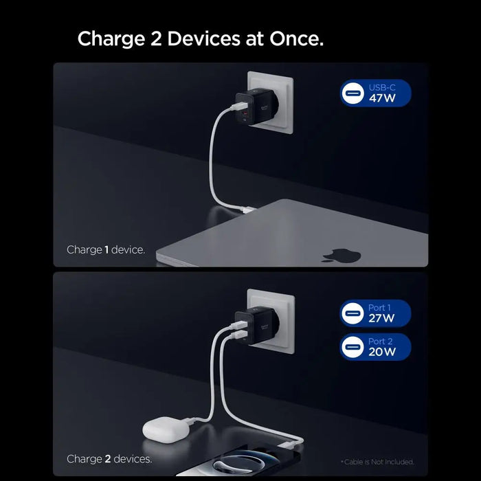 Зарядно за стена Spigen Essential EE472EU с 2 порта USC-C