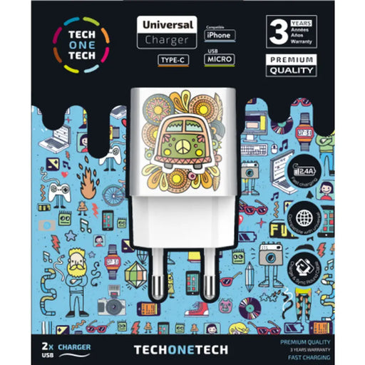 Зарядно за стена Tech One Tech TEC2503 Бял