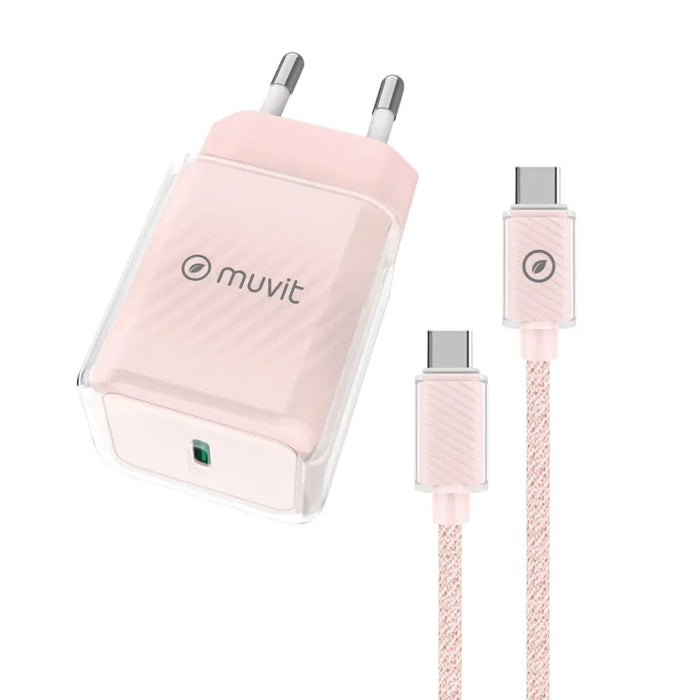 Зарядно за стена + USB-C кабел Muvit for Change Glass GaN