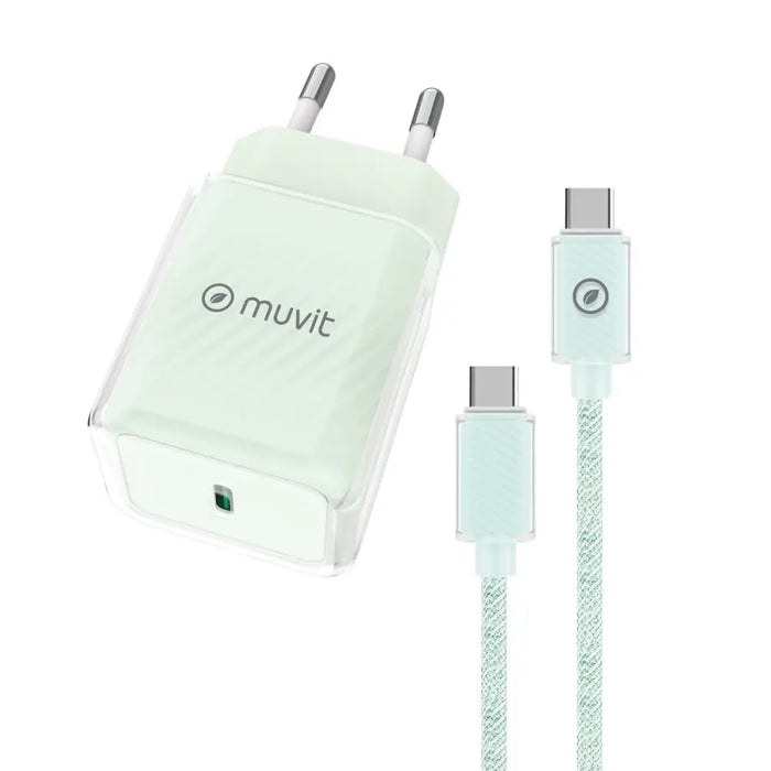 Зарядно за стена + USB-C кабел Muvit for Change Glass GaN