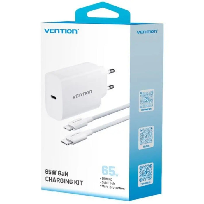 Зарядно за стена Vention G14W0-EU 65 W Черен