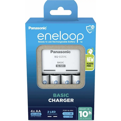 Зарядно за батерии PANASONIC Eneloop Basic BQ-CC51 + 4x AA