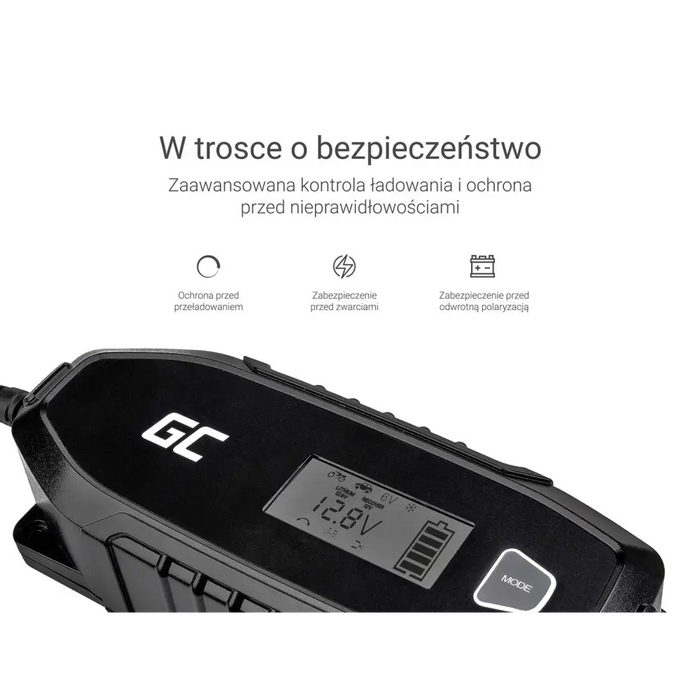 Зелено Зарядно за акумулатори 6V 12V 4A с функция