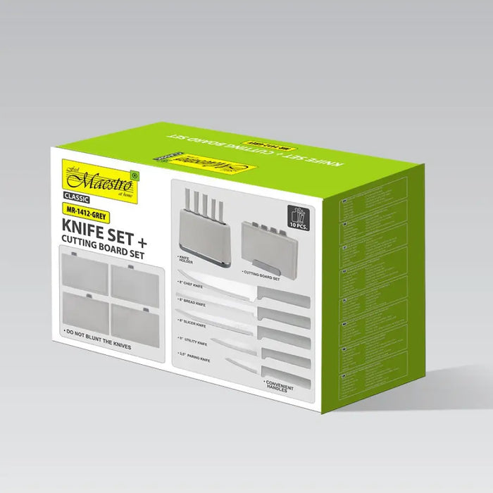 Zestaw noży i desek na podstawce MR-1412-GREY MAESTRO