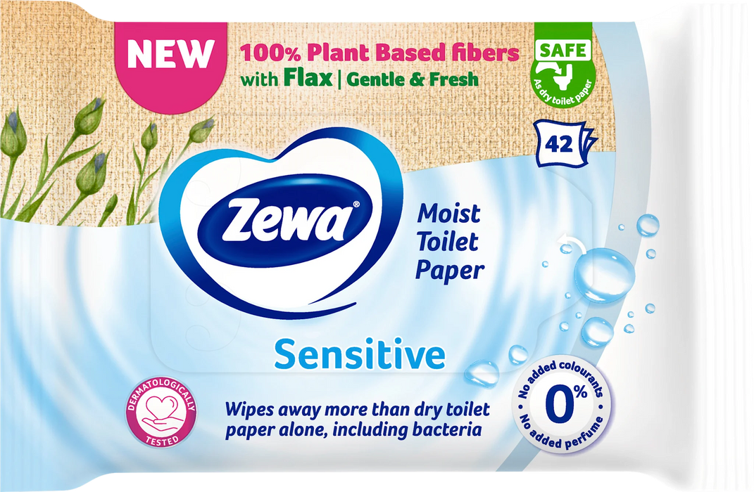 Влажна тоалетна хартия Sensitive, 42 бр