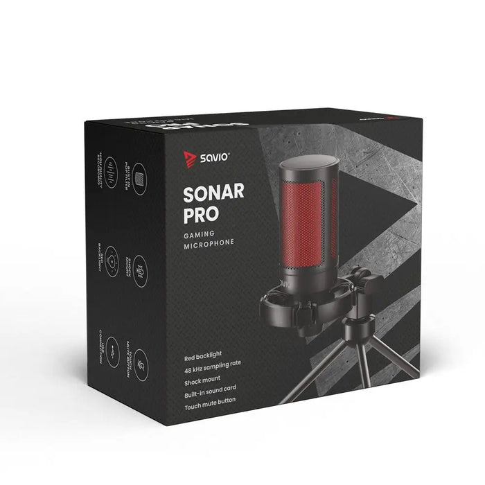 Жичен геймърски микрофон SAVIO с подсветка статив USB SONAR