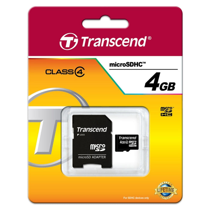 Памет Transcend 4GB microSDHC (with adapter Class 4)