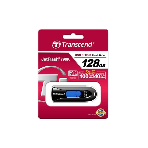 Памет Transcend 128GB JETFLASH 790 USB 3.1 black