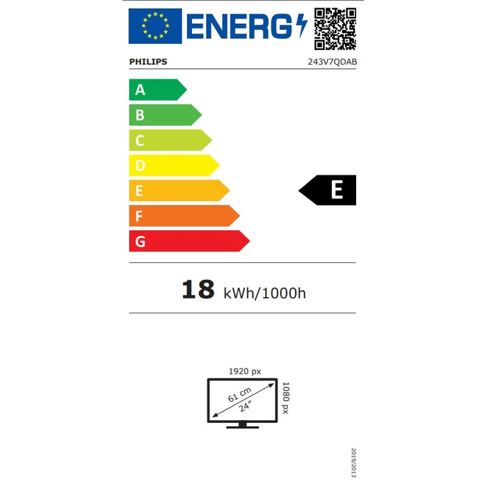 Монитор Philips 243V7QDAB 23.8’ Ultra Narrow Wide