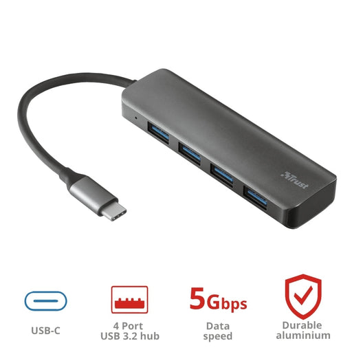 USB хъб TRUST Halyx Alum. USB - C to 4 - Port USB3.2 Hub