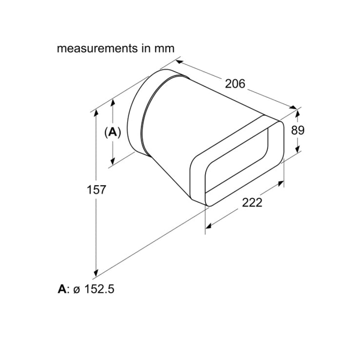 Аксесоар Bosch HEZ9VDSI0 Adapter duct round - flat 150mm