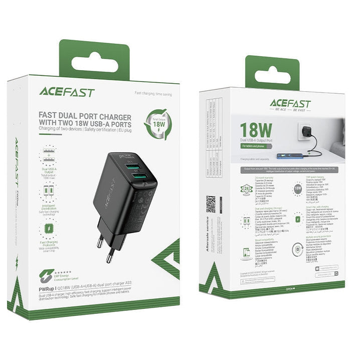 Зарядно устройство Acefast A33 2x USB 18W