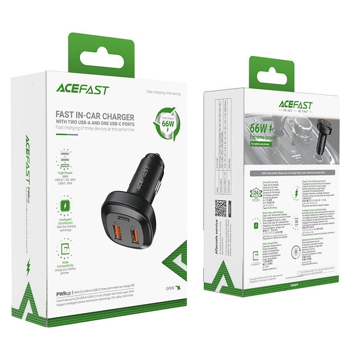 Зарядно за кола Acefast 66W 2x USB / Type C