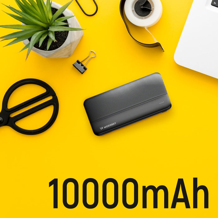 Преносима батерия Wozinsky 10000mAh 2 x USB черна (WPBBK1)