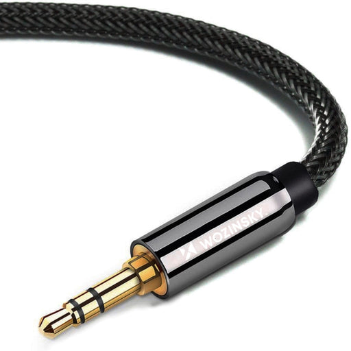 Ъглов AUX кабел Wozinsky 3.5mm мини жак 2m черен