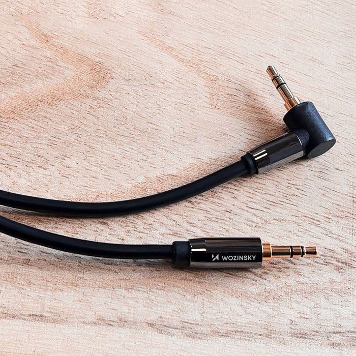 Ъглов AUX кабел Wozinsky 3.5mm мини жак 1.5m черен