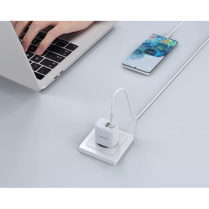 Зарядно устройство Duzzona 30W PD QC3.0 USB - C / USB Бял