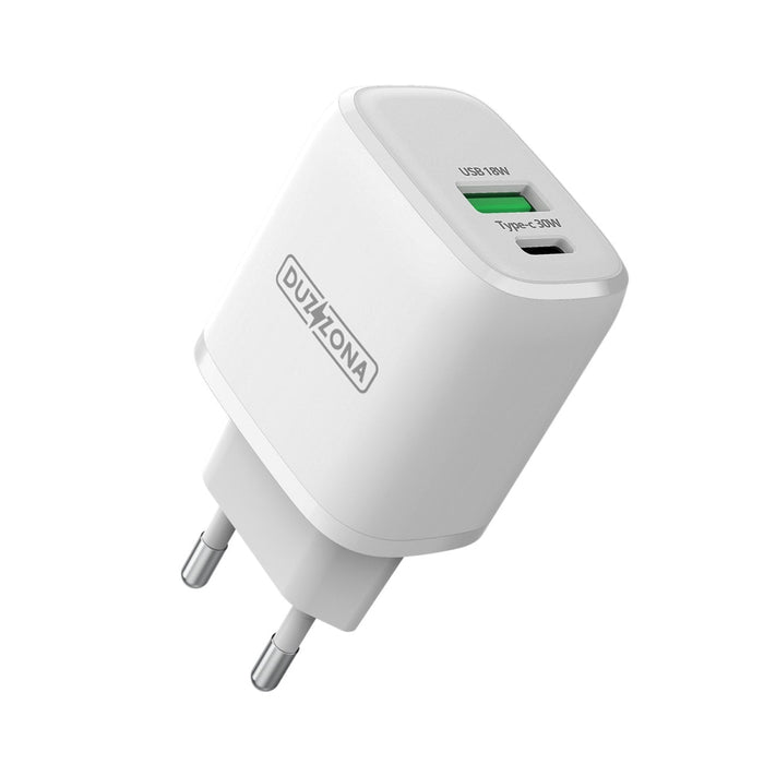 Зарядно устройство Duzzona 30W PD QC3.0 USB - C / USB Бял