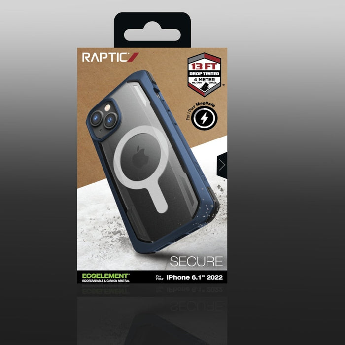 Кейс Raptic X-Doria Secure Case за iPhone 14 with MagSafe, брониран гръб, син