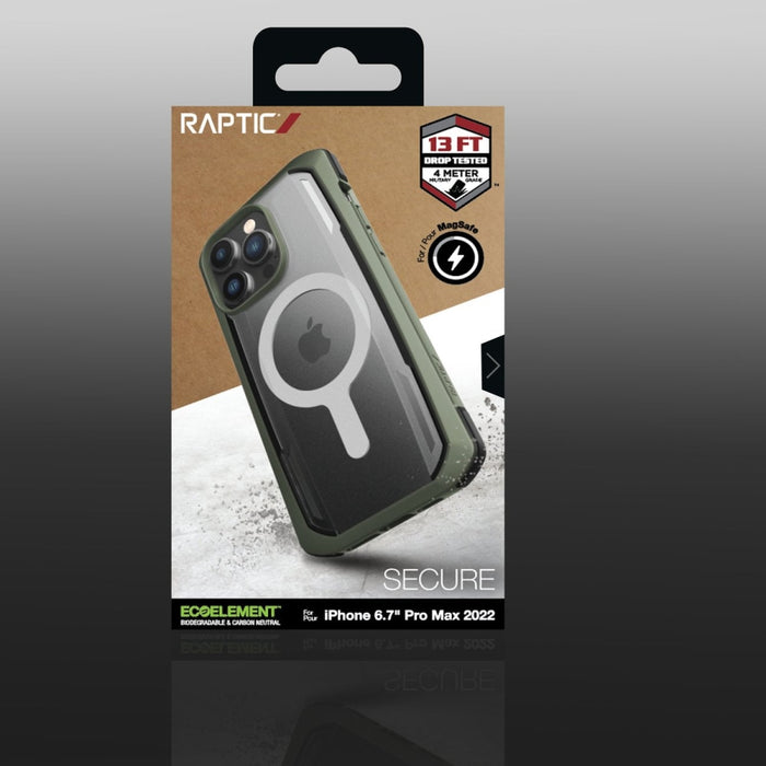 Кейс Raptic X-Doria Secure Case for за iPhone 14 Pro Max with MagSafe, брониран гръб, зелен