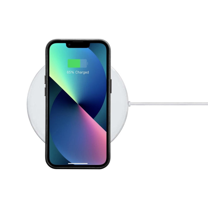 Кейс от естествена кожа iCarer Oil Wax Premium за iPhone 14, магнитен, съвместим с MagSafe, Черен (WMI14220701-BK)