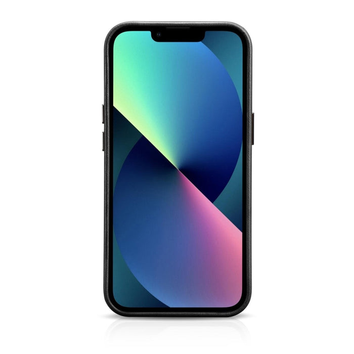 Кейс от естествена кожа iCarer Oil Wax Premium за iPhone 14, магнитен, съвместим с MagSafe, Черен (WMI14220701-BK)