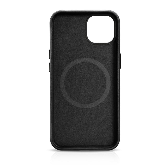 Кейс от естествена кожа iCarer Oil Wax Premium за iPhone 14, магнитен, съвместим с MagSafe, Черен (WMI14220701-BK)