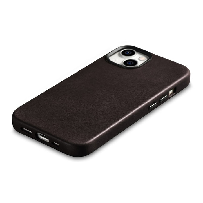 Кейс от естествена кожа iCarer Oil Wax Premium за iPhone 14, магнитен, съвместим с MagSafe, Кафяв (WMI14220701-BN)