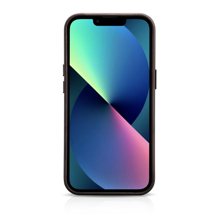 Кейс от естествена кожа iCarer Oil Wax Premium за iPhone 14, магнитен, съвместим с MagSafe, Кафяв (WMI14220701-BN)