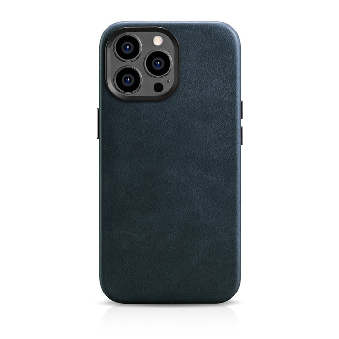 Кейс от естествена кожа iCarer Oil Wax Premium за iPhone 14 Pro, магнитен, съвместим с MagSafe, Тъмносин (WMI14220702-BU)