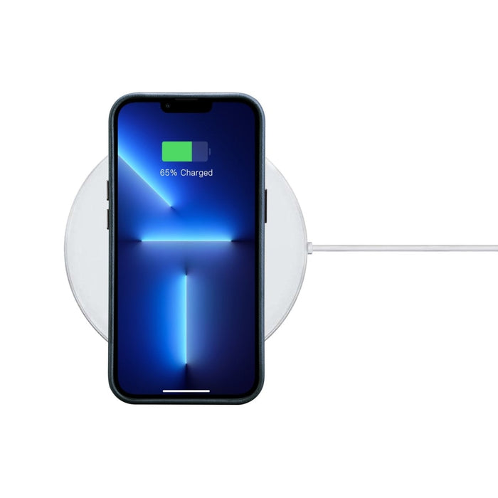 Кейс от естествена кожа iCarer Oil Wax Premium за iPhone 14 Pro, магнитен, съвместим с MagSafe, Тъмносин (WMI14220702-BU)