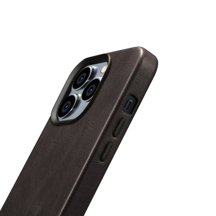 Кейс от естествена кожа iCarer Oil Wax Premium за iPhone 14 Pro, магнитен, съвместим с MagSafe, Кафяв (WMI14220702-BN)