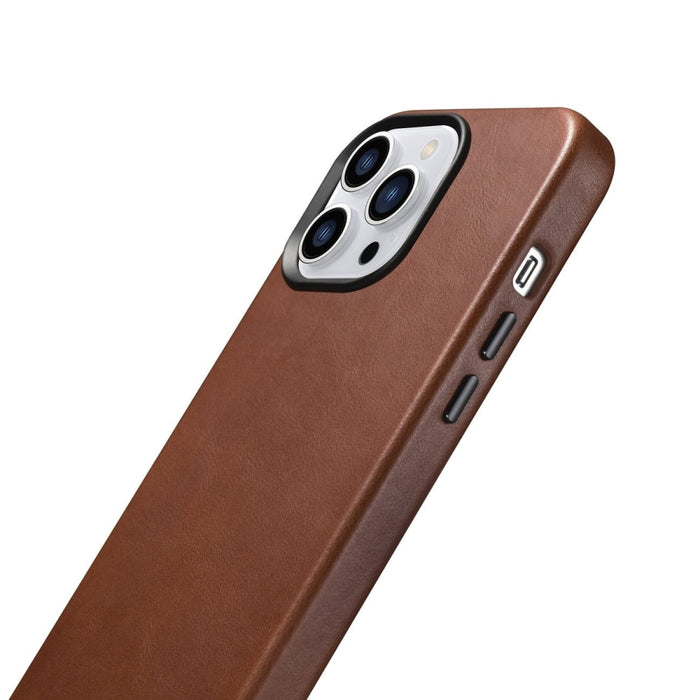 Кейс от естествена кожа iCarer Oil Wax Premium за iPhone 14 Pro Max, магнитен, съвместим с MagSafe, Кафяв (WMI14220704-RB)