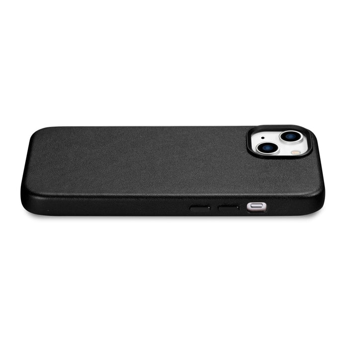 Кейс от естествена кожа iCarer за iPhone 14, черен (WMI14220705-BK) (съвместим с MagSafe)