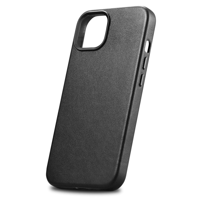 Кейс от естествена кожа iCarer за iPhone 14, черен (WMI14220705-BK) (съвместим с MagSafe)