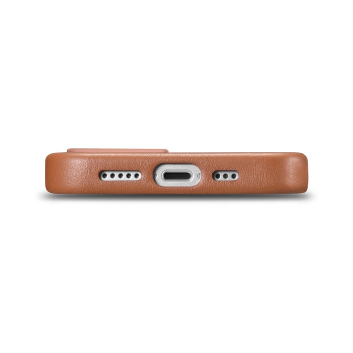 Кейс от естествена кожа iCarer за iPhone 14, кафяв (WMI14220705-BN) (съвместим с MagSafe)