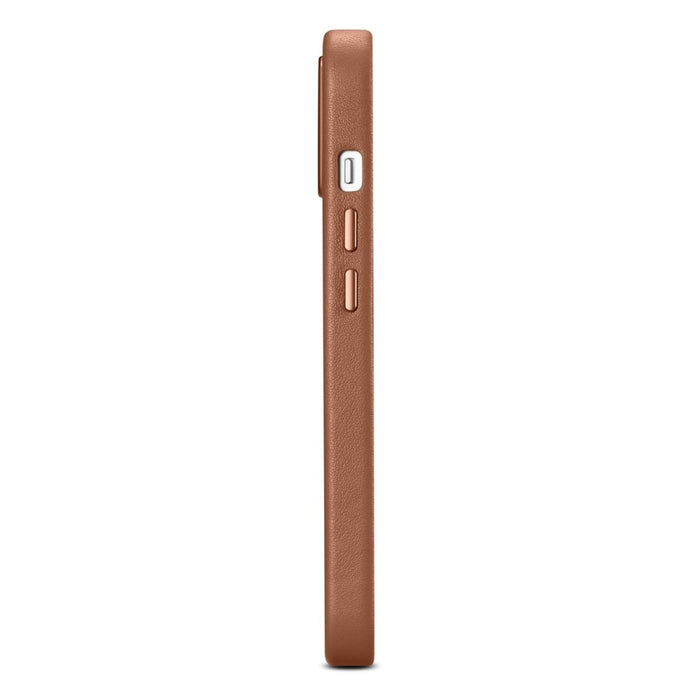 Кейс от естествена кожа iCarer за iPhone 14, кафяв (WMI14220705-BN) (съвместим с MagSafe)
