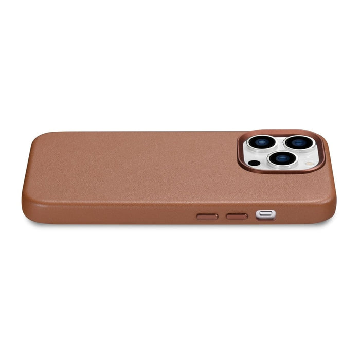 Кейс от естествена кожа iCarer за iPhone 14 Pro, кафяв (WMI14220706-BN) (съвместим с MagSafe)