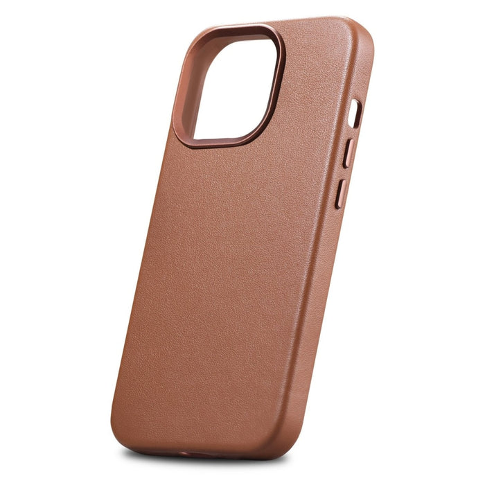 Кейс от естествена кожа iCarer за iPhone 14 Pro, кафяв (WMI14220706-BN) (съвместим с MagSafe)